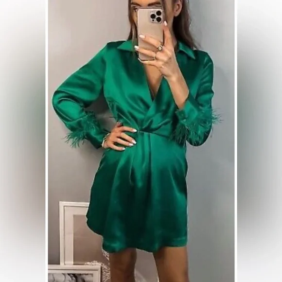 Zara | Dresses | Zara Nwt Feather Satin Dress | Poshmark